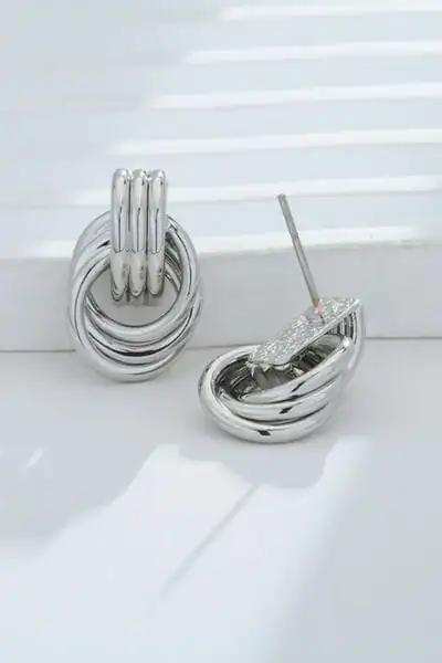 Gold-Plated Knotted Stud Earrings - Trendsi - Flyclothing LLC