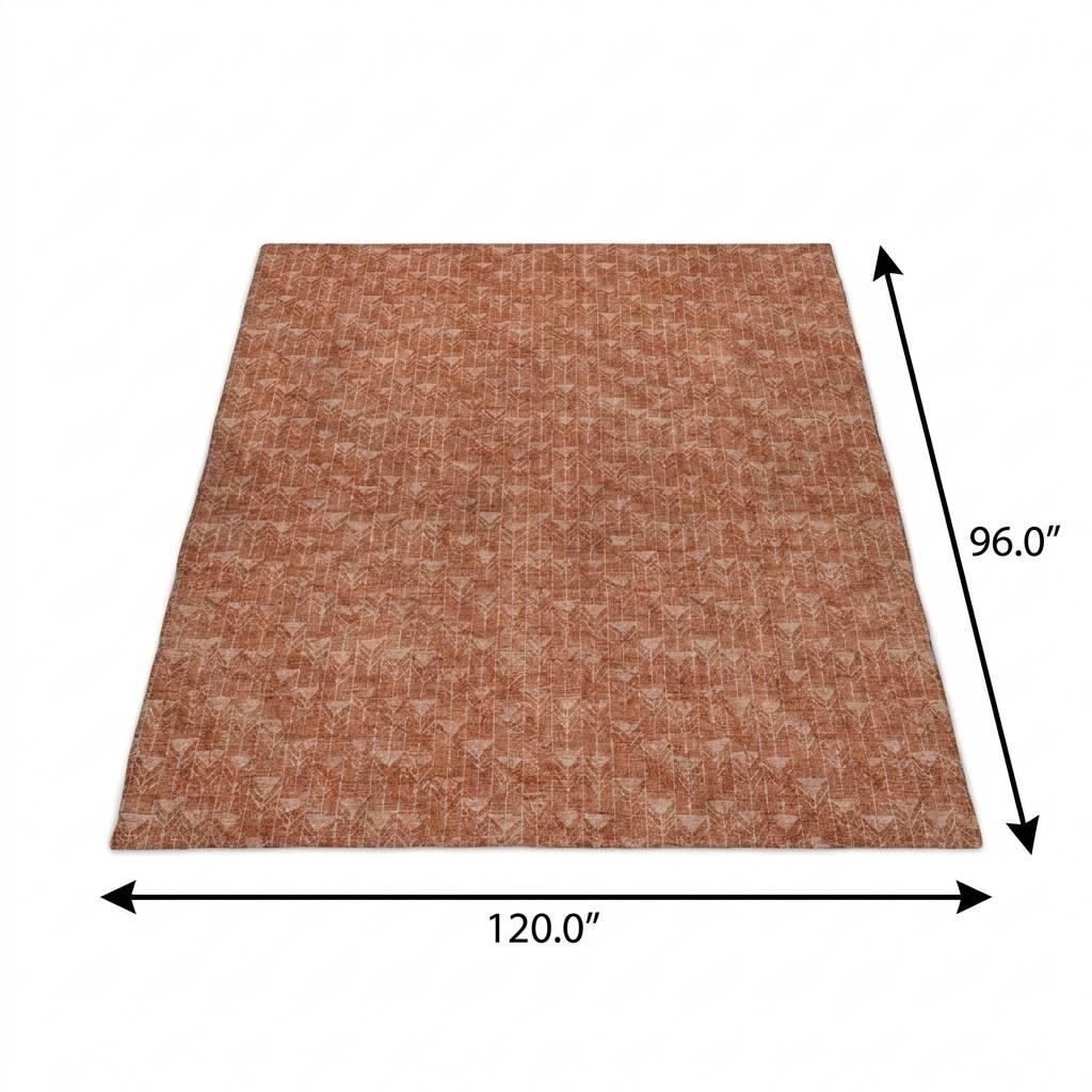 8' X 10' Terra Cotta And Beige Geometric Shag Washable Area Rug With UV Protection - HomeRoots - Flyclothing LLC