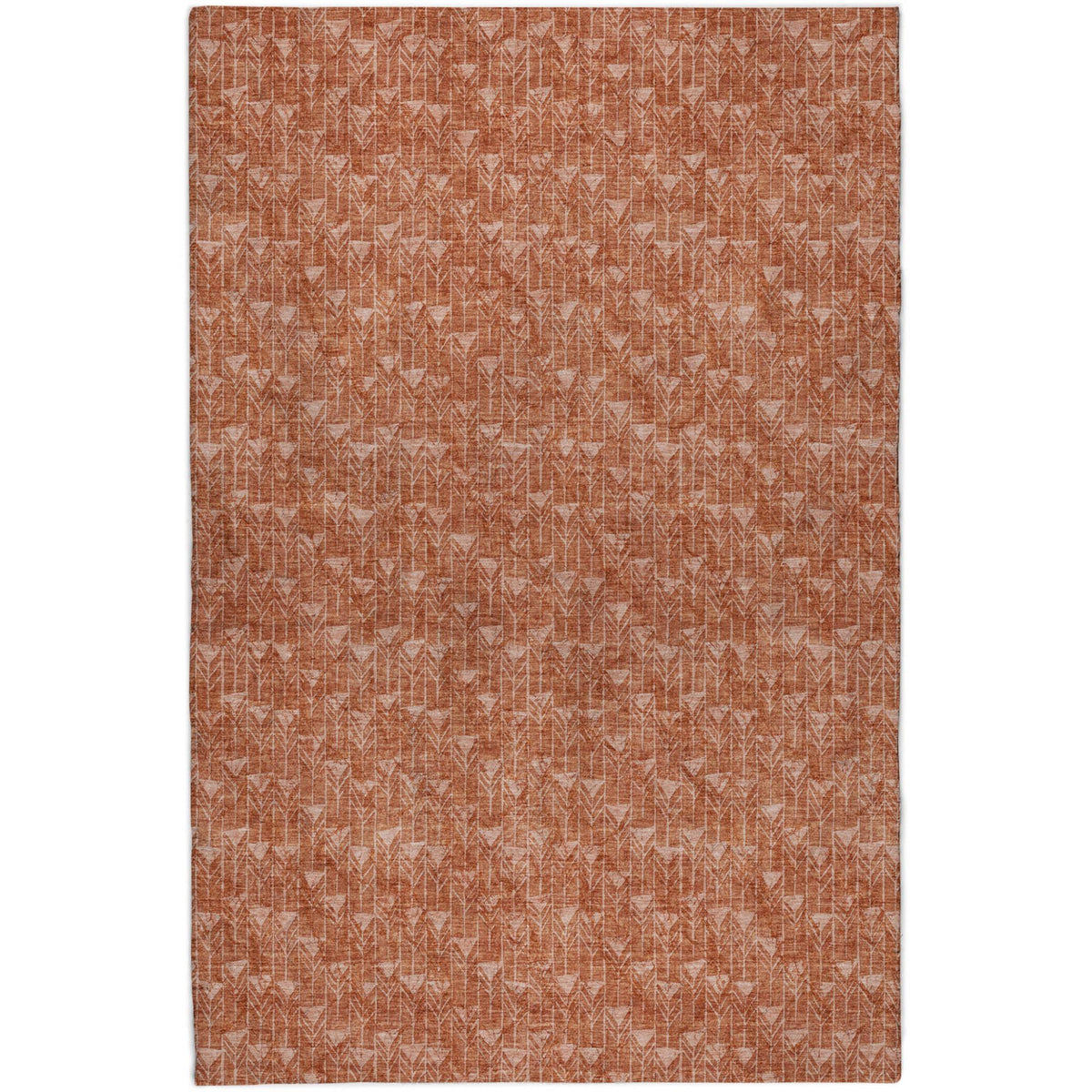 9' X 12' Terra Cotta And Beige Geometric Shag Washable Area Rug With UV Protection - HomeRoots - Flyclothing LLC
