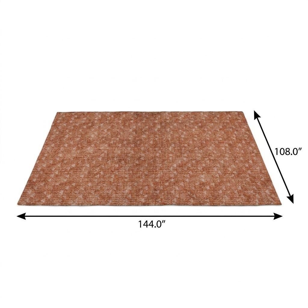 9' X 12' Terra Cotta And Beige Geometric Shag Washable Area Rug With UV Protection - HomeRoots - Flyclothing LLC