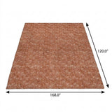 10' X 14' Terra Cotta And Beige Geometric Shag Washable Area Rug With UV Protection - HomeRoots - Flyclothing LLC