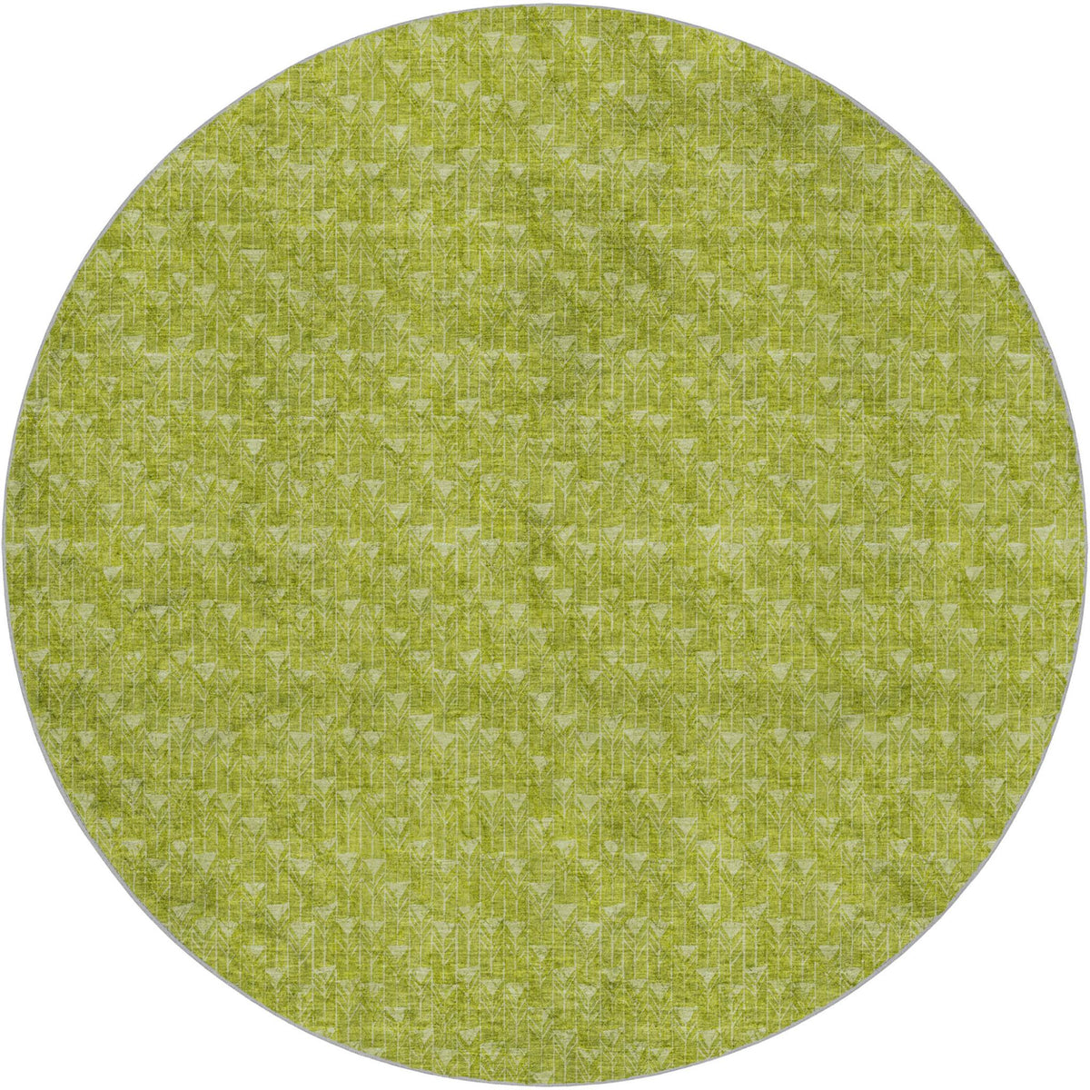 8' Green And Gray Geometric Shag Washable Round Rug With UV Protection - HomeRoots - Flyclothing LLC