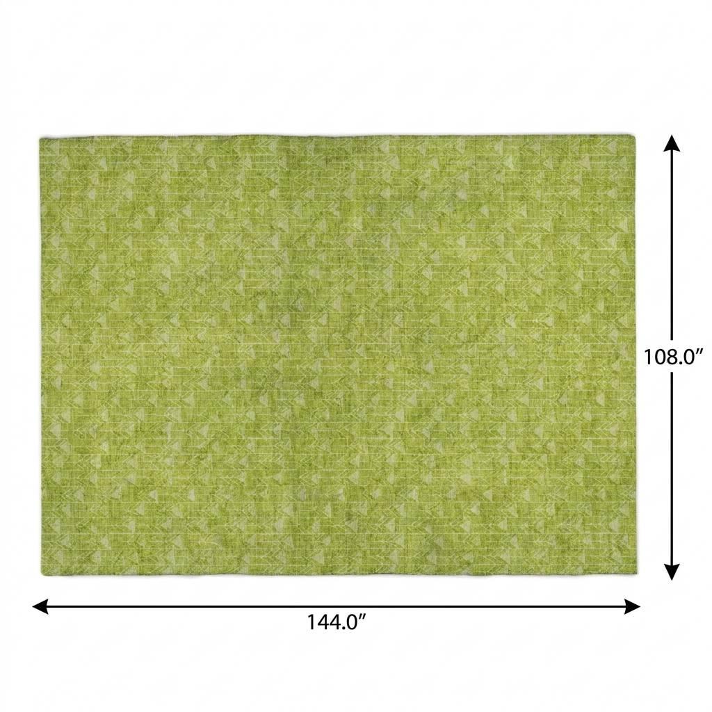 9' X 12' Green And Gray Geometric Shag Washable Area Rug With UV Protection - HomeRoots - Flyclothing LLC