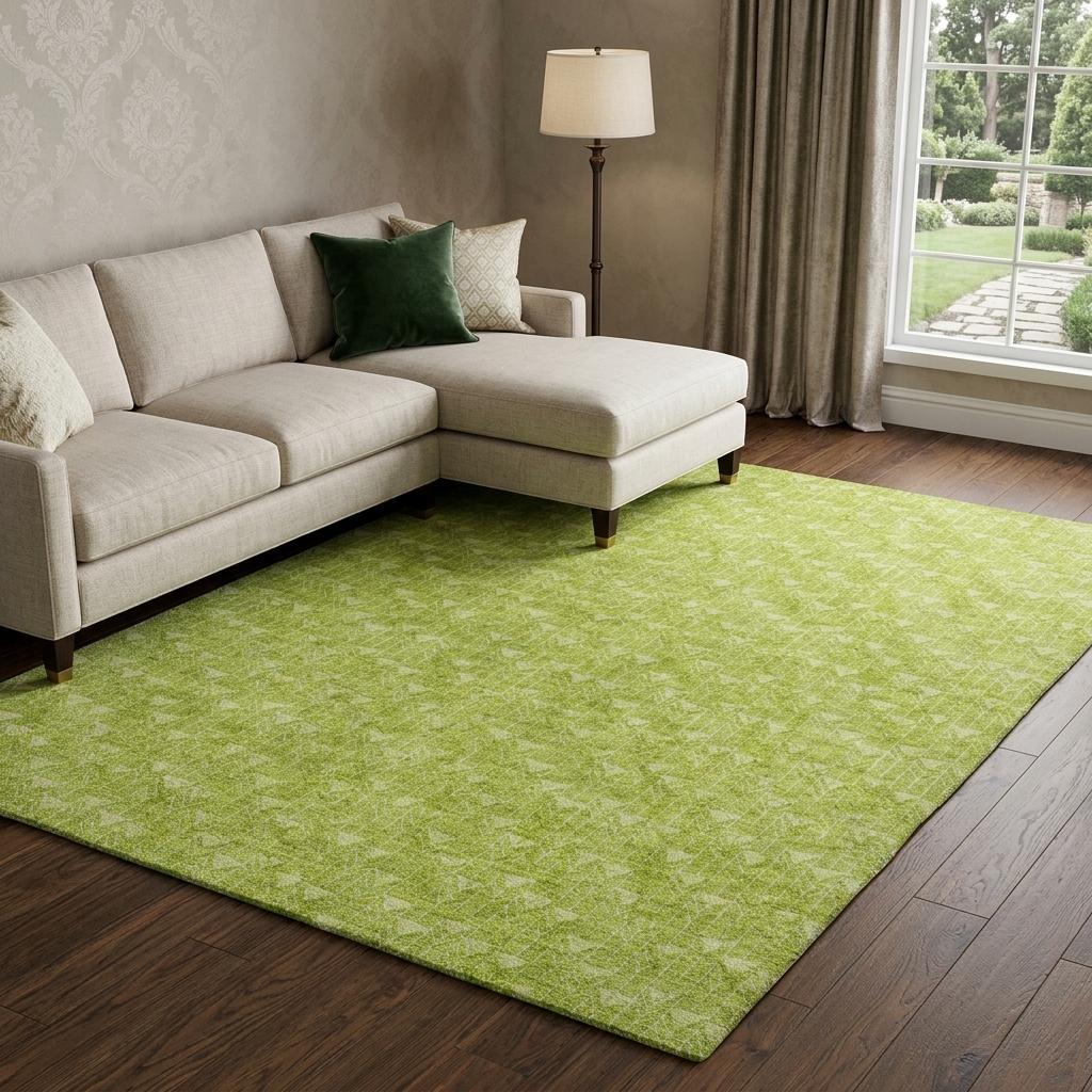 10' X 14' Green And Gray Geometric Shag Washable Area Rug With UV Protection - HomeRoots - Flyclothing LLC