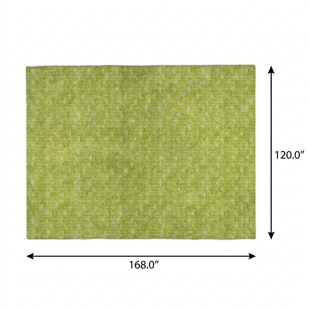 10' X 14' Green And Gray Geometric Shag Washable Area Rug With UV Protection - HomeRoots - Flyclothing LLC
