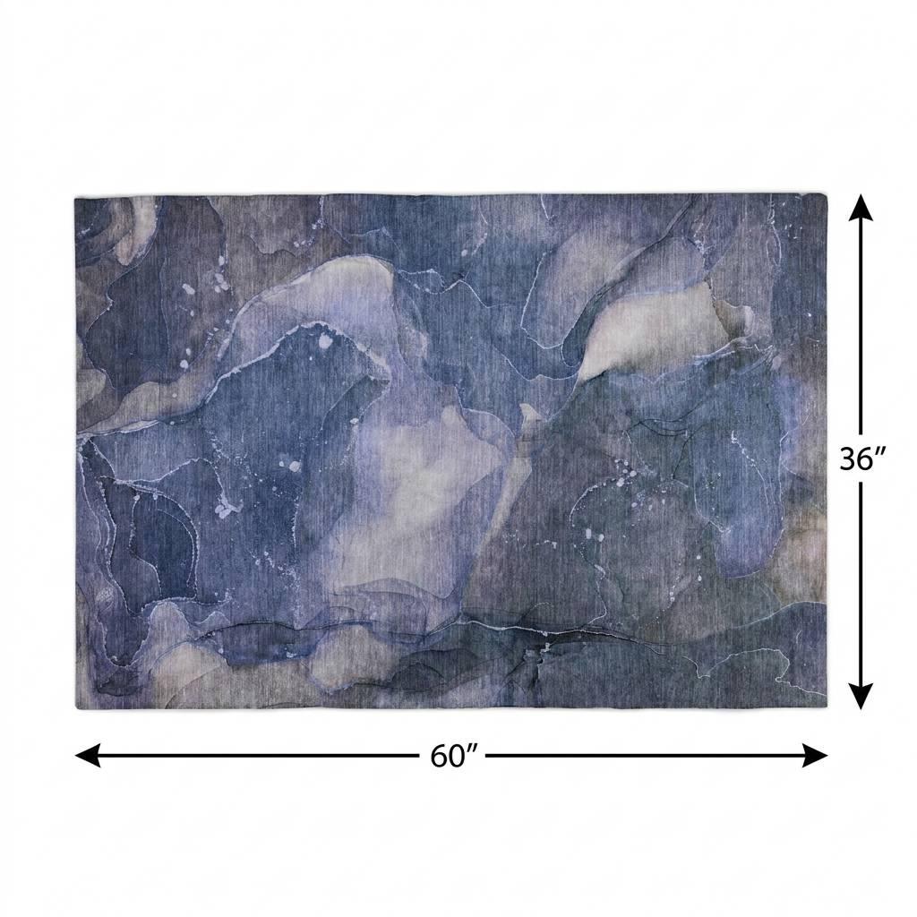 3' X 5' Blue And Navy Blue Abstract Shag Washable Area Rug With UV Protection - HomeRoots - Flyclothing LLC