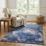 5' X 8' Blue And Navy Blue Abstract Shag Washable Area Rug With UV Protection - HomeRoots - Flyclothing LLC