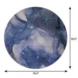 8' Blue And Navy Blue Abstract Shag Washable Round Rug With UV Protection - HomeRoots - Flyclothing LLC
