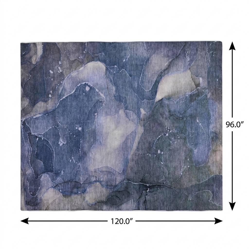 8' X 10' Blue And Navy Blue Abstract Shag Washable Area Rug With UV Protection - HomeRoots - Flyclothing LLC