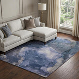 9' X 12' Blue And Navy Blue Abstract Shag Washable Area Rug With UV Protection - HomeRoots - Flyclothing LLC