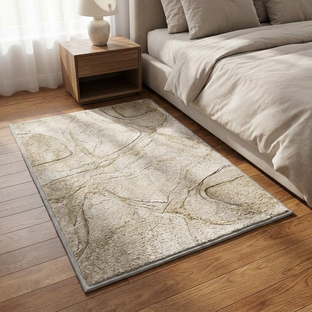 3' X 5' Beige And Taupe Abstract Shag Washable Area Rug With UV Protection - HomeRoots - Flyclothing LLC