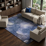10' X 14' Blue And Navy Blue Abstract Shag Washable Area Rug With UV Protection - HomeRoots - Flyclothing LLC