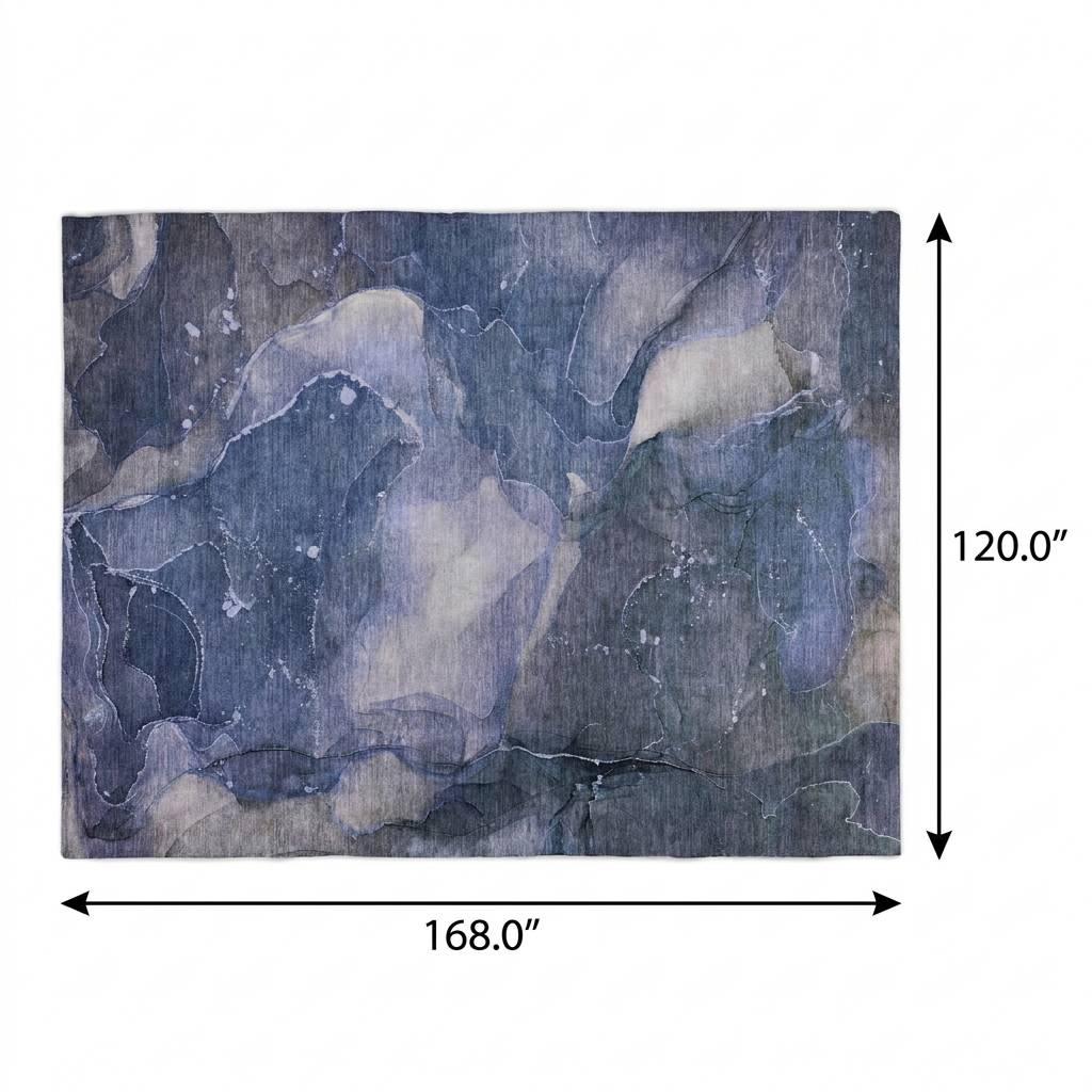 10' X 14' Blue And Navy Blue Abstract Shag Washable Area Rug With UV Protection - HomeRoots - Flyclothing LLC