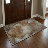 3' X 5' Brown And Chocolate Abstract Shag Washable Area Rug With UV Protection - HomeRoots - Flyclothing LLC