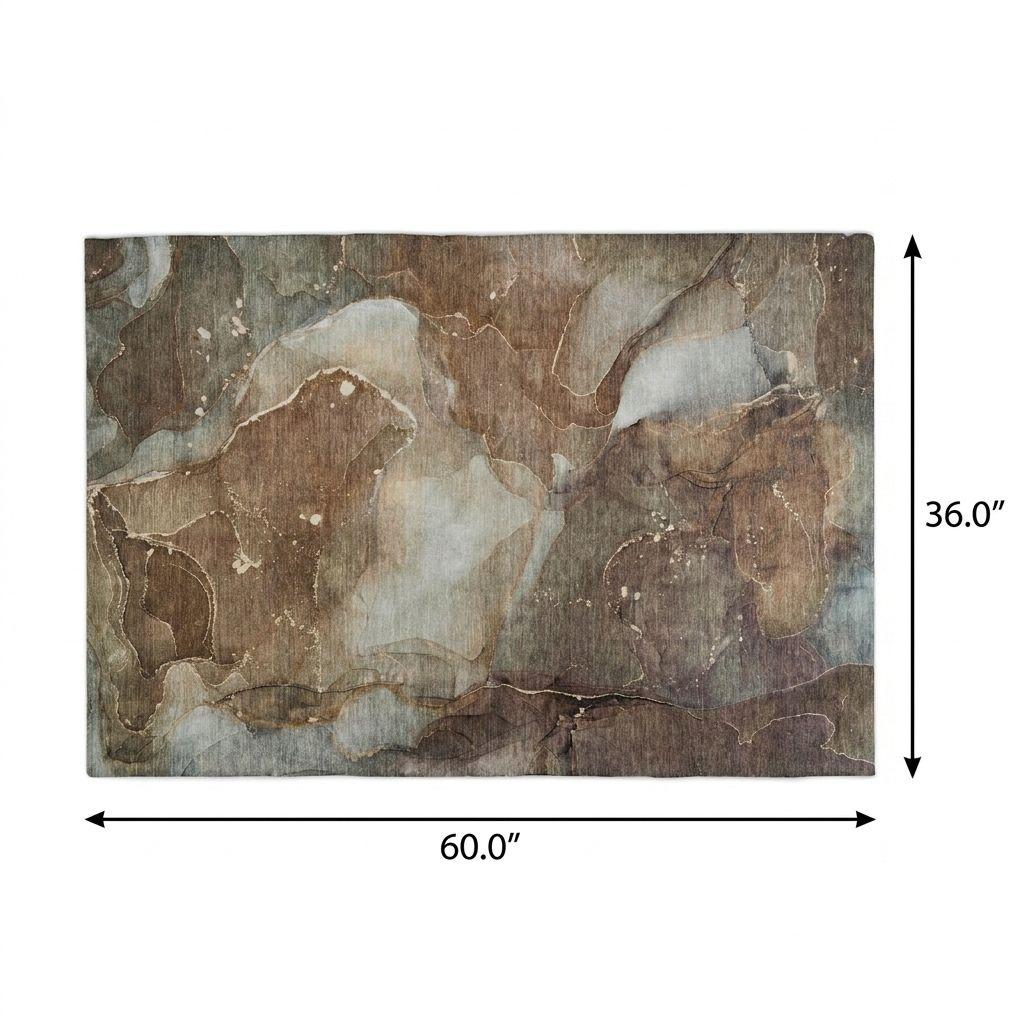 3' X 5' Brown And Chocolate Abstract Shag Washable Area Rug With UV Protection - HomeRoots - Flyclothing LLC