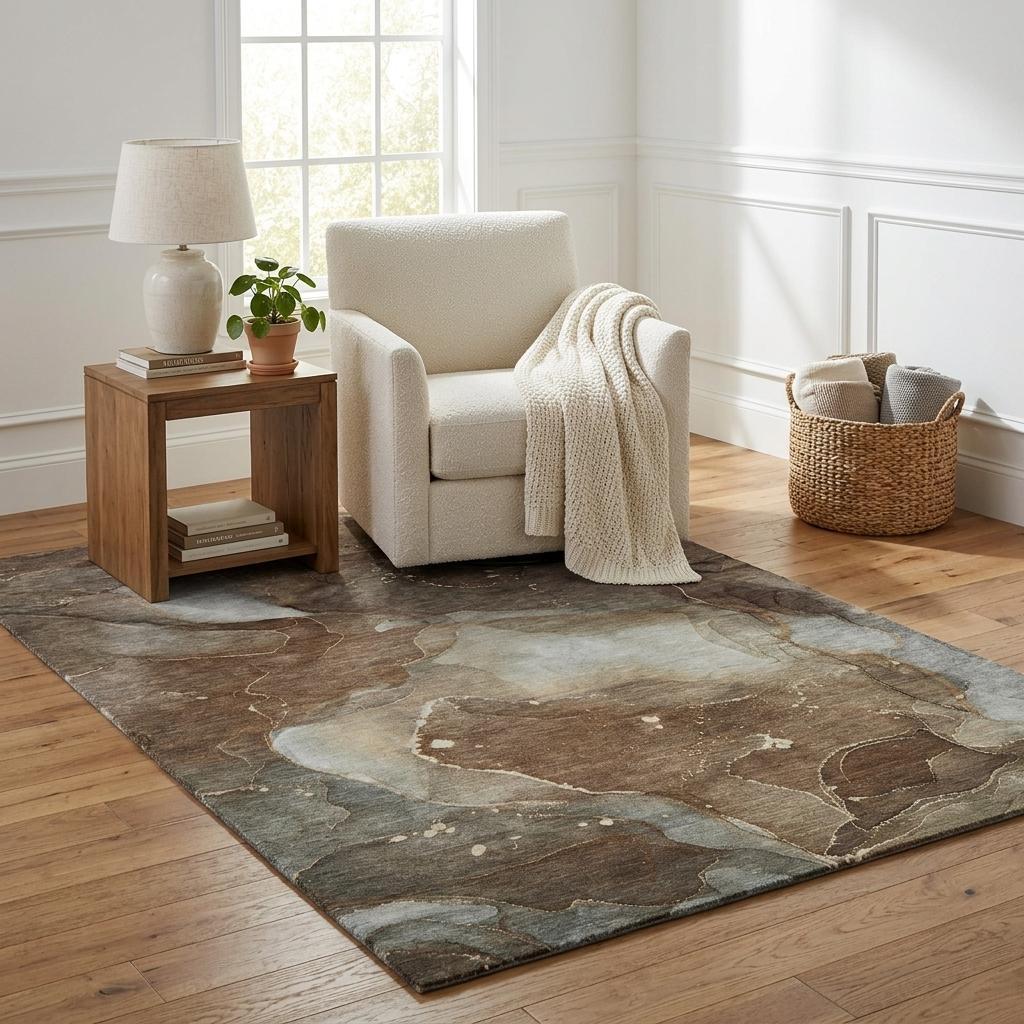 5' X 8' Brown And Chocolate Abstract Shag Washable Area Rug With UV Protection - HomeRoots - Flyclothing LLC