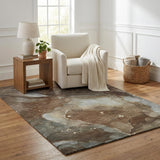 5' X 8' Brown And Chocolate Abstract Shag Washable Area Rug With UV Protection - HomeRoots - Flyclothing LLC