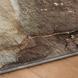 8' Brown And Chocolate Abstract Shag Washable Round Rug With UV Protection - HomeRoots - Flyclothing LLC