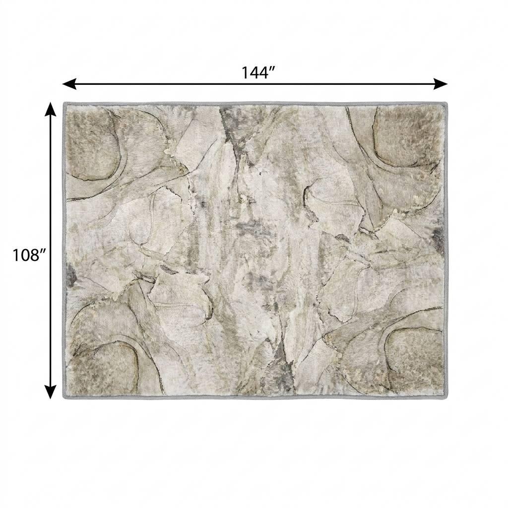 9' X 12' Beige And Taupe Abstract Shag Washable Area Rug With UV Protection - HomeRoots - Flyclothing LLC