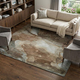 8' X 10' Brown And Chocolate Abstract Shag Washable Area Rug With UV Protection - HomeRoots - Flyclothing LLC