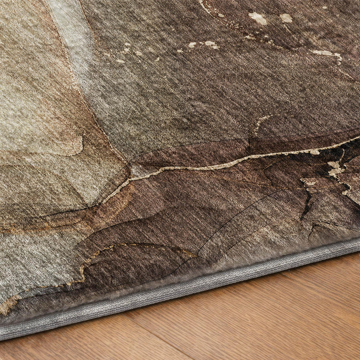 8' X 10' Brown And Chocolate Abstract Shag Washable Area Rug With UV Protection - HomeRoots - Flyclothing LLC