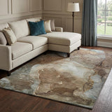 10' X 14' Brown And Chocolate Abstract Shag Washable Area Rug With UV Protection - HomeRoots - Flyclothing LLC