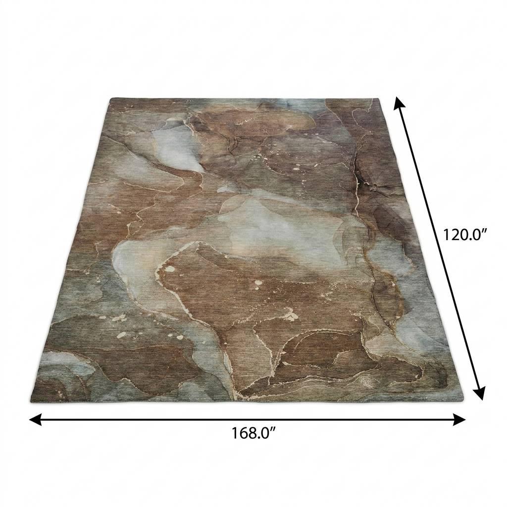 10' X 14' Brown And Chocolate Abstract Shag Washable Area Rug With UV Protection - HomeRoots - Flyclothing LLC