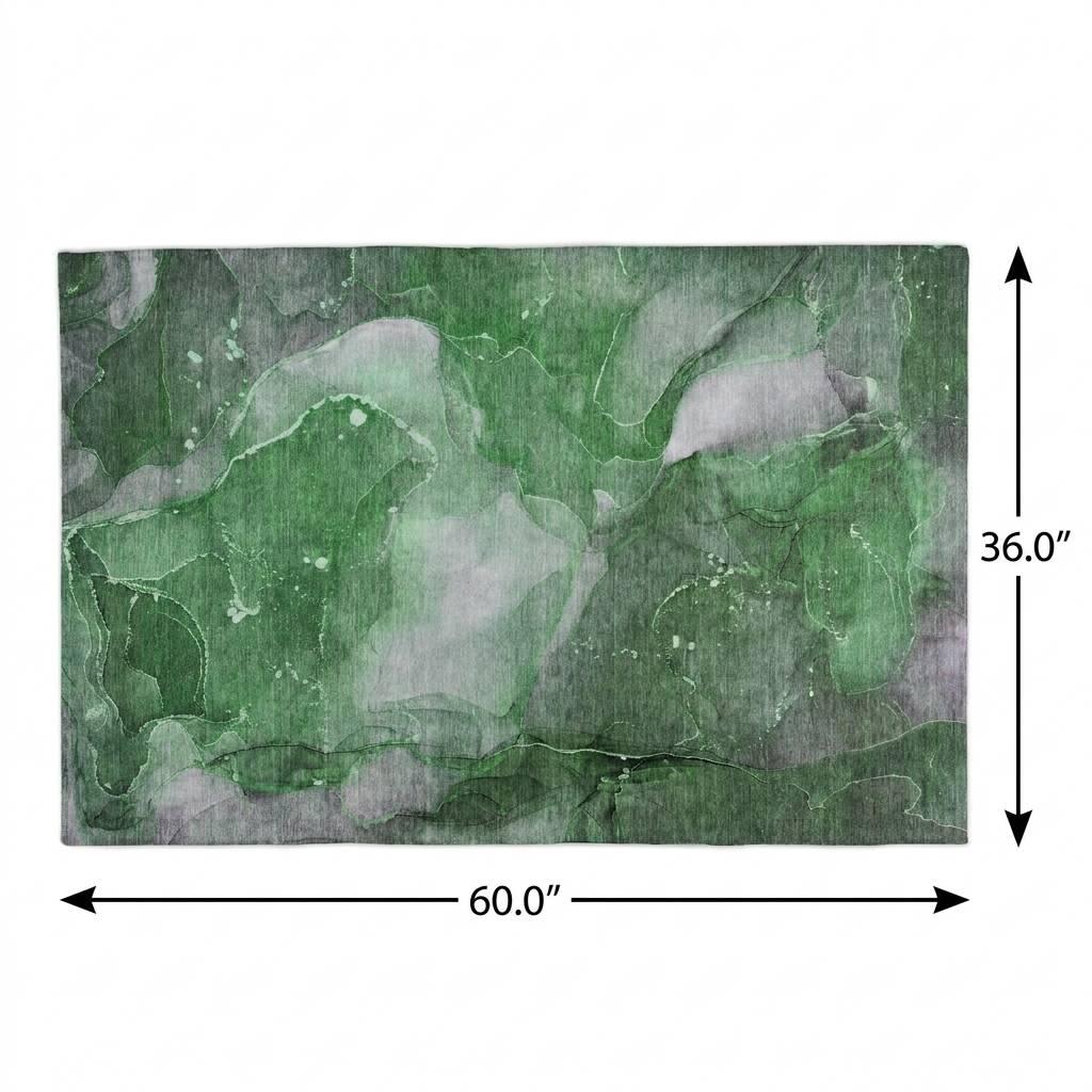 3' X 5' Emerald And Green Abstract Shag Washable Area Rug With UV Protection - HomeRoots - Flyclothing LLC