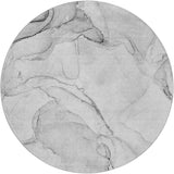8' Silver And Gray Abstract Shag Washable Round Rug With UV Protection - HomeRoots - Flyclothing LLC