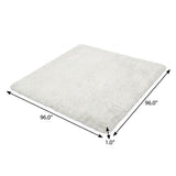 8' Silver And Gray Abstract Shag Washable Round Rug With UV Protection - HomeRoots - Flyclothing LLC