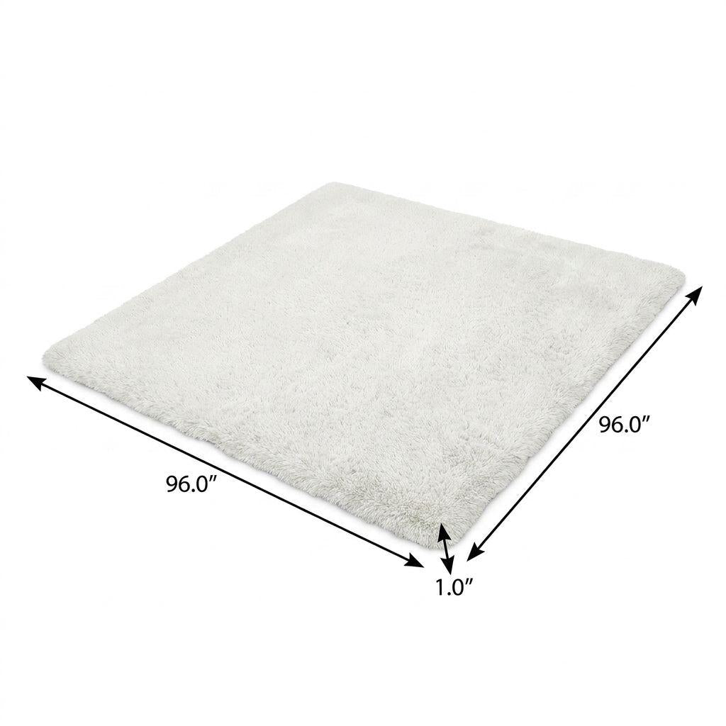 8' Silver And Gray Abstract Shag Washable Round Rug With UV Protection - HomeRoots - Flyclothing LLC