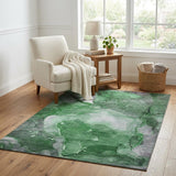 5' X 8' Emerald And Green Abstract Shag Washable Area Rug With UV Protection - HomeRoots - Flyclothing LLC