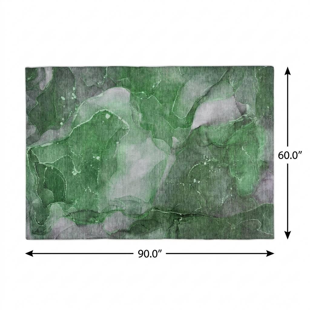 5' X 8' Emerald And Green Abstract Shag Washable Area Rug With UV Protection - HomeRoots - Flyclothing LLC