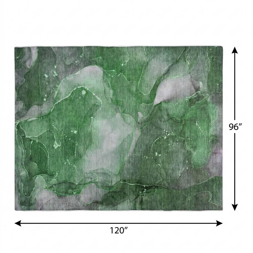 8' X 10' Emerald And Green Abstract Shag Washable Area Rug With UV Protection - HomeRoots - Flyclothing LLC