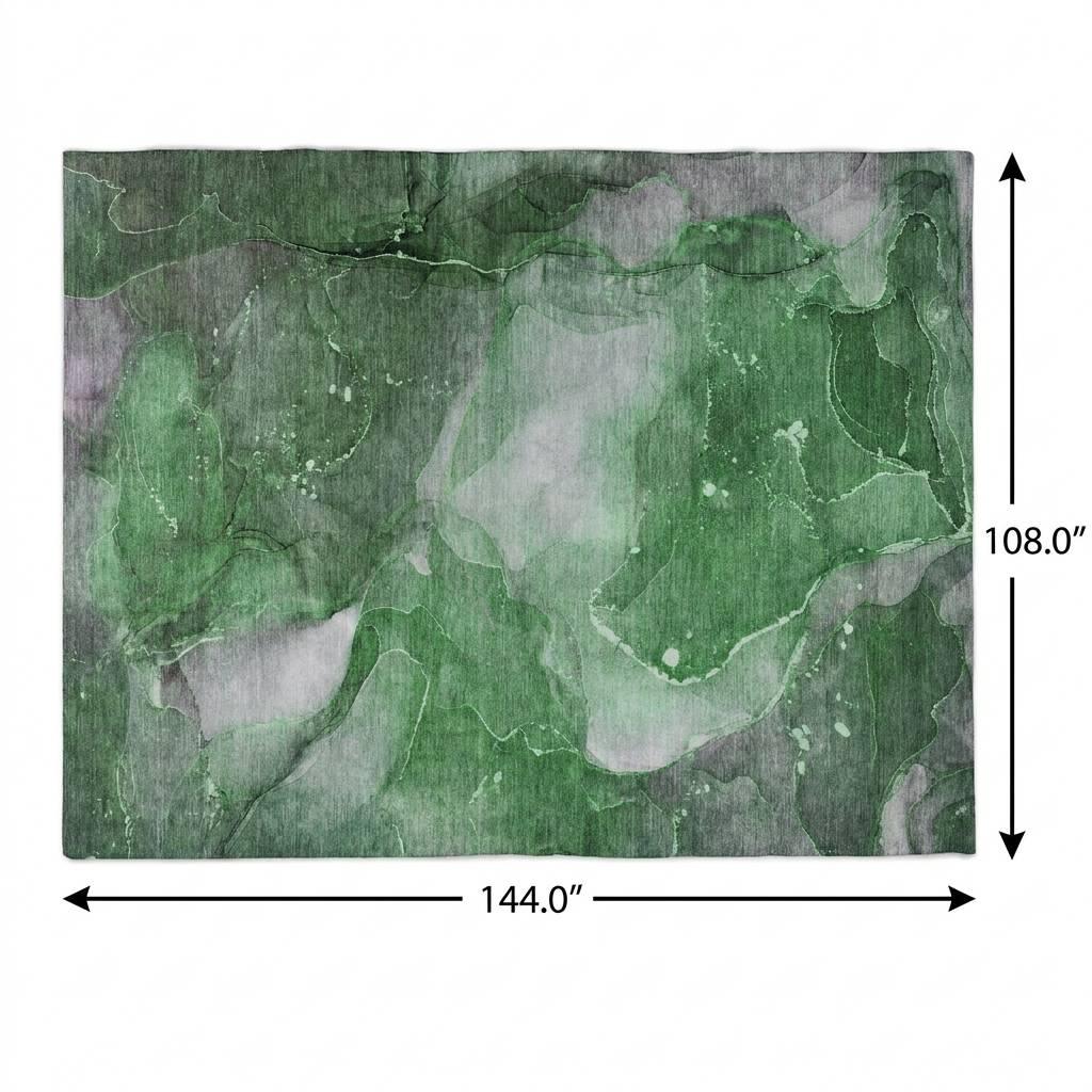 9' X 12' Emerald And Green Abstract Shag Washable Area Rug With UV Protection - HomeRoots - Flyclothing LLC