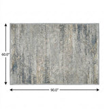 5' X 8' Sky Blue And Blue Abstract Shag Washable Area Rug With UV Protection - HomeRoots - Flyclothing LLC