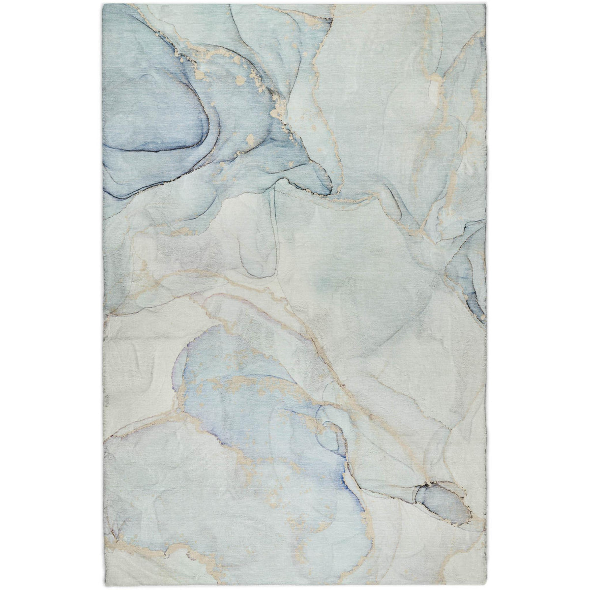 5' X 8' Sky Blue And Blue Abstract Shag Washable Area Rug With UV Protection - HomeRoots - Flyclothing LLC