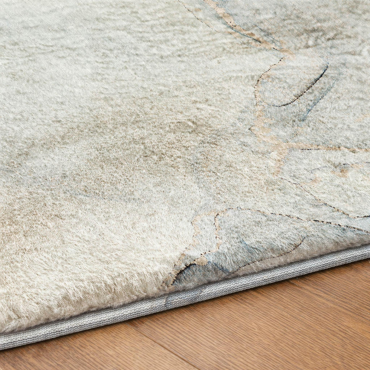 5' X 8' Sky Blue And Blue Abstract Shag Washable Area Rug With UV Protection - HomeRoots - Flyclothing LLC