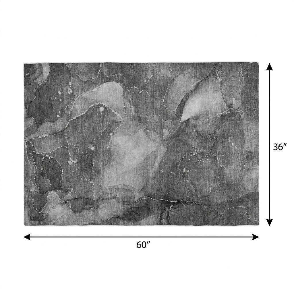 3' X 5' Gray And Charcoal Abstract Shag Washable Area Rug With UV Protection - HomeRoots - Flyclothing LLC
