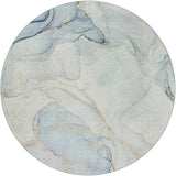 8' Sky Blue And Blue Abstract Shag Washable Round Rug With UV Protection - HomeRoots - Flyclothing LLC