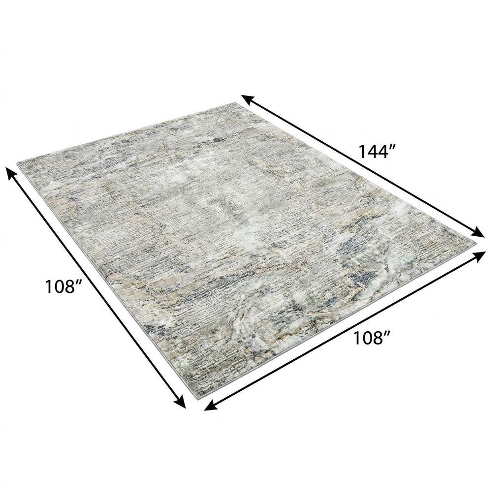 9' X 12' Sky Blue And Blue Abstract Shag Washable Area Rug With UV Protection - HomeRoots - Flyclothing LLC