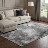 8' X 10' Gray And Charcoal Abstract Shag Washable Area Rug With UV Protection - HomeRoots - Flyclothing LLC