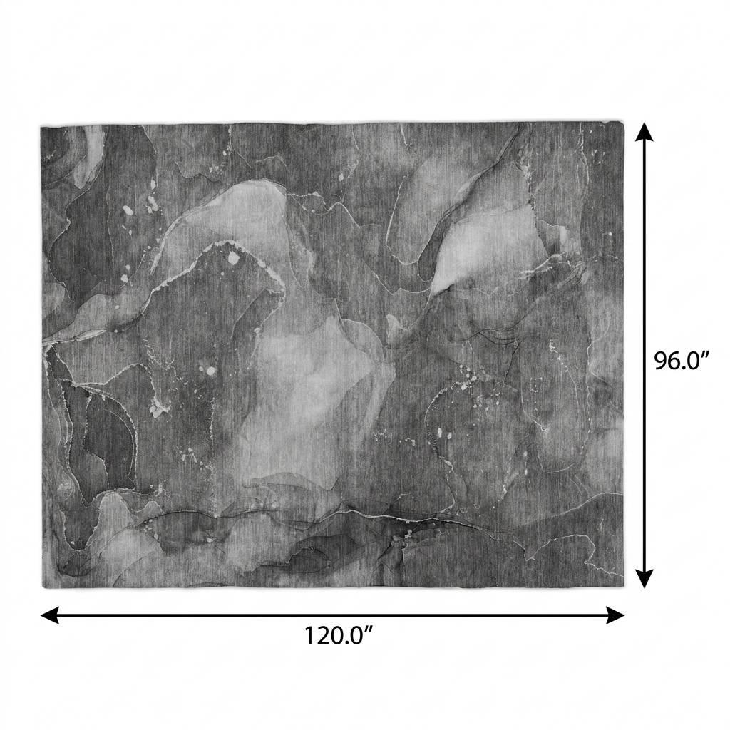 8' X 10' Gray And Charcoal Abstract Shag Washable Area Rug With UV Protection - HomeRoots - Flyclothing LLC
