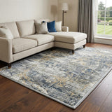 10' X 14' Sky Blue And Blue Abstract Shag Washable Area Rug With UV Protection - HomeRoots - Flyclothing LLC