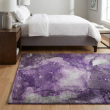 3' X 5' Purple And Gray Abstract Shag Washable Area Rug With UV Protection - HomeRoots - Flyclothing LLC