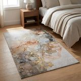 3' X 5' Beige And Gray Abstract Shag Washable Area Rug With UV Protection - HomeRoots - Flyclothing LLC