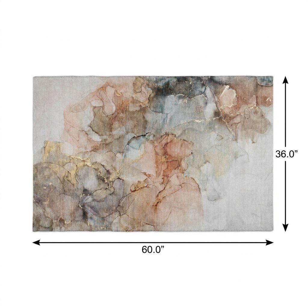 3' X 5' Beige And Gray Abstract Shag Washable Area Rug With UV Protection - HomeRoots - Flyclothing LLC