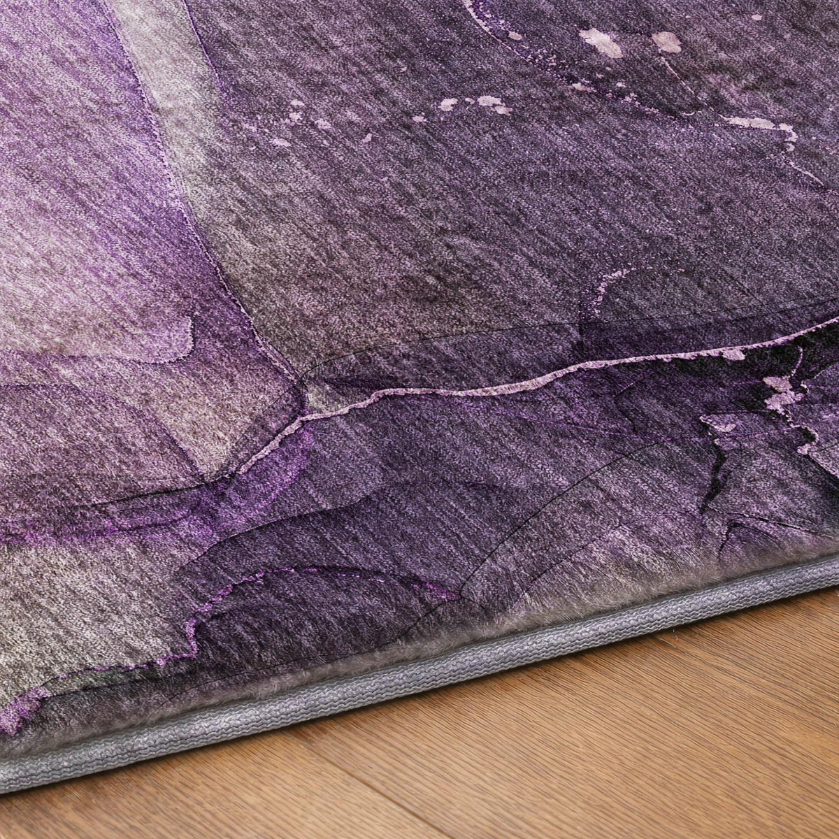 5' X 8' Purple And Gray Abstract Shag Washable Area Rug With UV Protection - HomeRoots - Flyclothing LLC