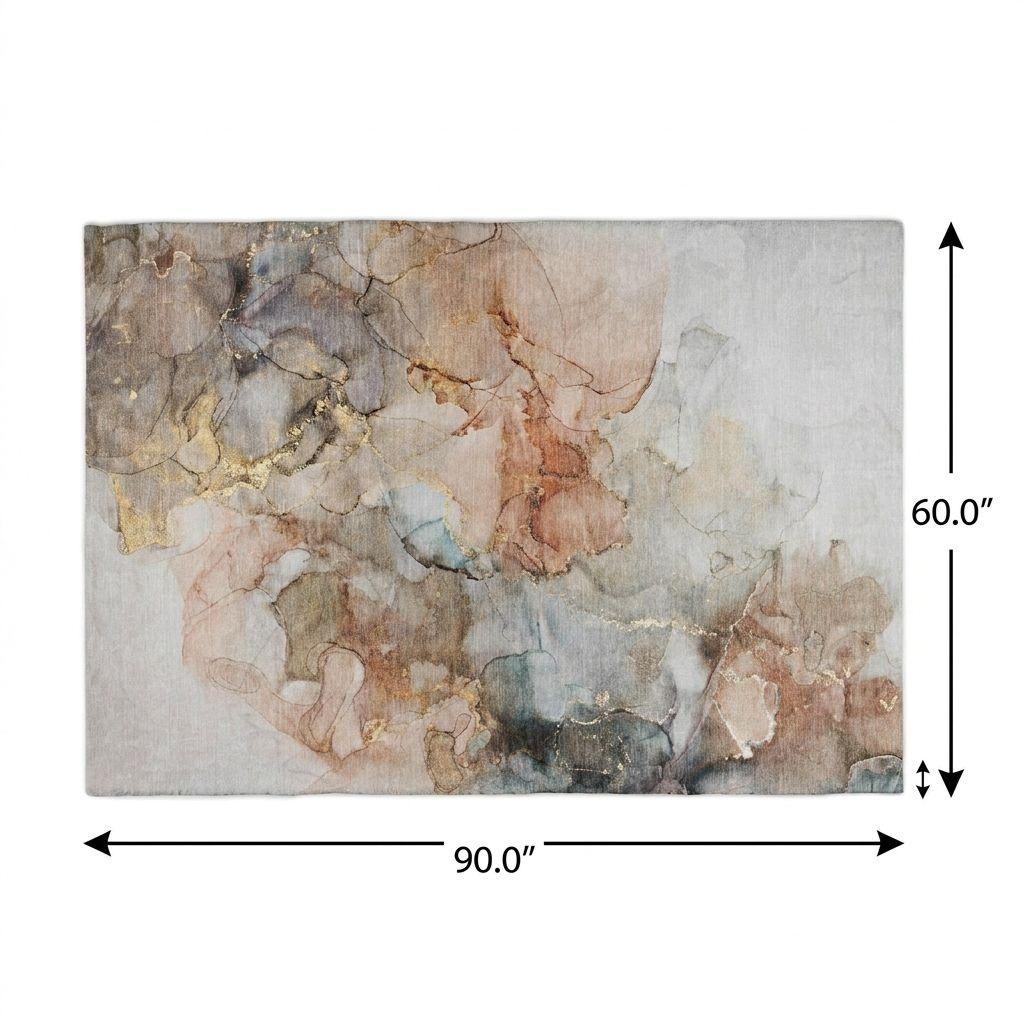 5' X 8' Beige And Gray Abstract Shag Washable Area Rug With UV Protection - HomeRoots - Flyclothing LLC