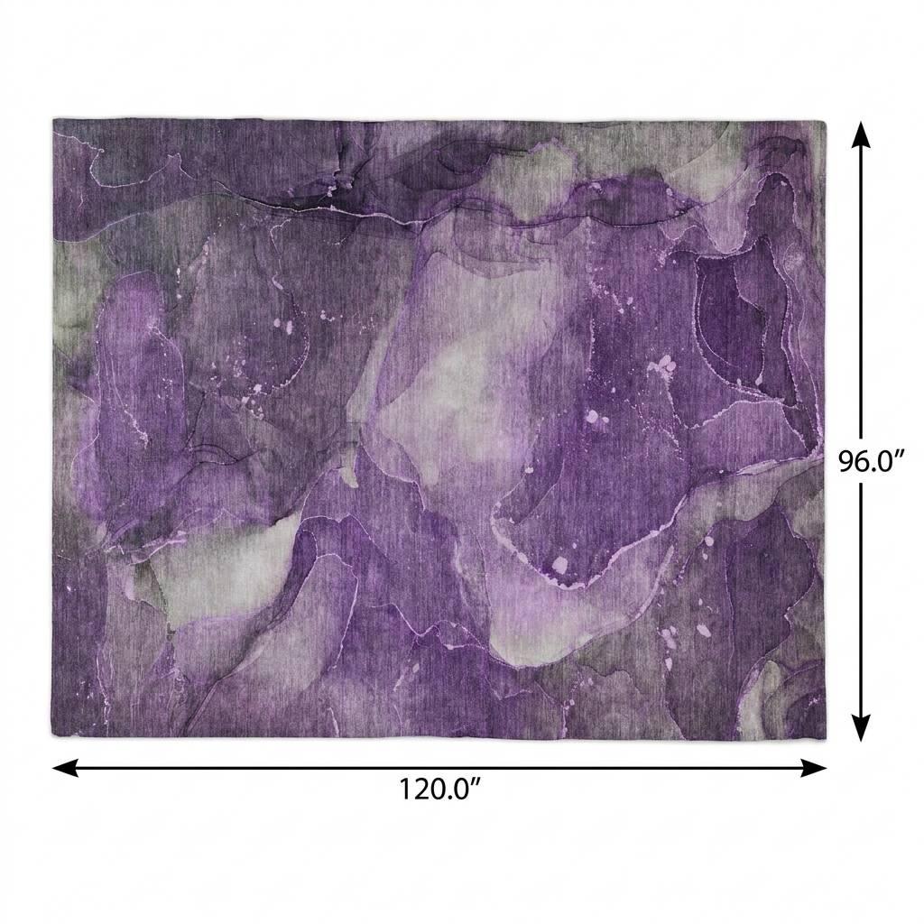 8' X 10' Purple And Gray Abstract Shag Washable Area Rug With UV Protection - HomeRoots - Flyclothing LLC